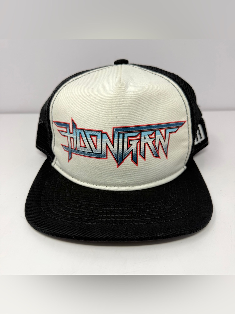 Hoonigan Power Chord Mesh Foam Trucker Hat Snapback Cap Black White Auto Racing